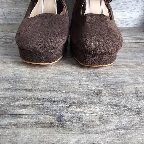 Versona Madison Platform Brown Suede Mary Jane Heel Pump NEW - Picture 6 of 11